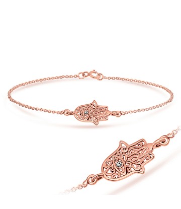 Rose Gold Plated Palm Shaped Silver Bracelet BRS-31-RO-GP